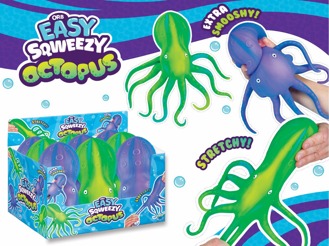 Easy Sqweezy Octopus Squeeze Toy 1 RANDOM Color ORB Toy Company