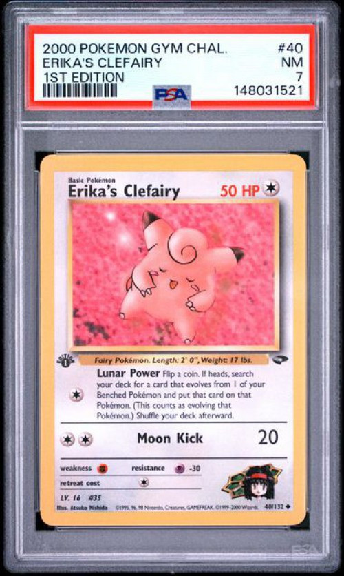 Nintendo Pokemon Gym Challenge Uncommon Erika's Clefairy #40 1st Edition PSA 7、ToyWiz、kayou
