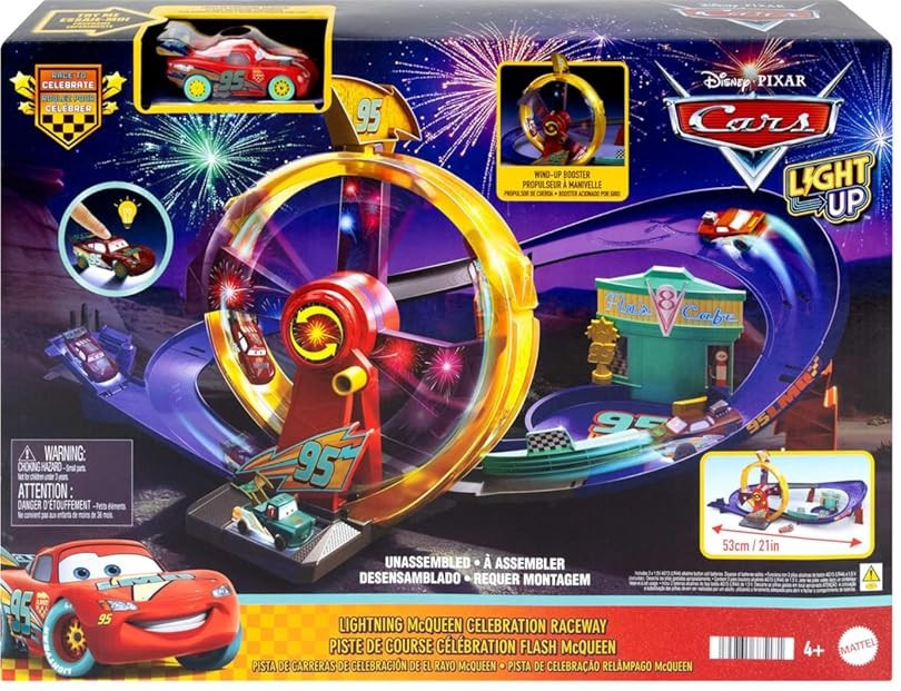 Disney Pixar Cars Light Up Lightning McQueen Celebration Raceway