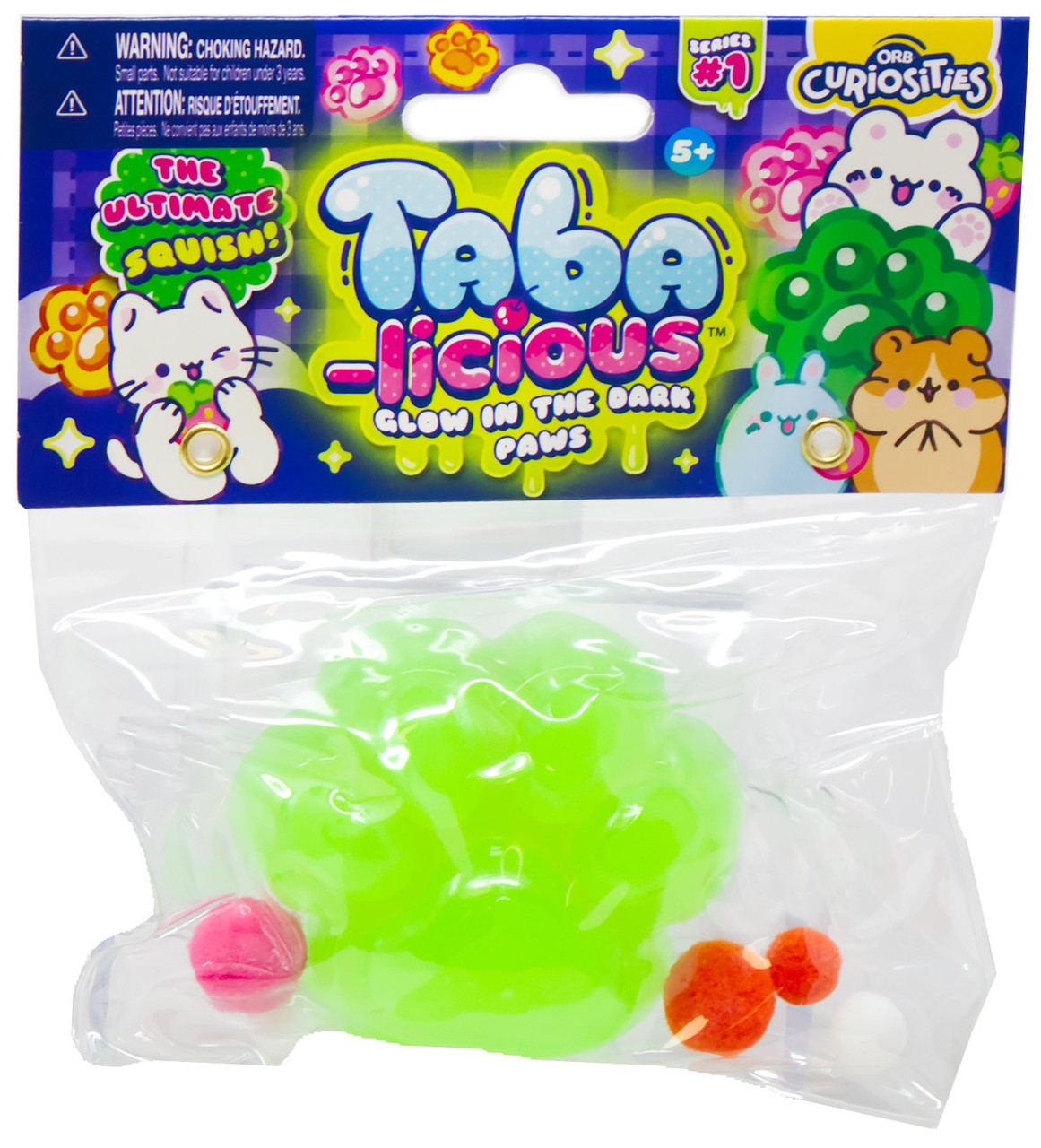 Taba-Licious Glow in the Dark Paws GREEN 3-Inch Squeeze Toy、ToyWiz、kayou