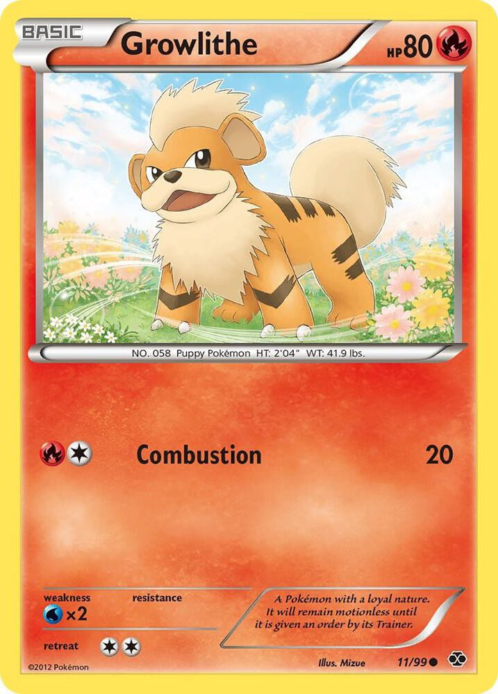 Pokemon Black & White Next Destinies Common Growlithe #11 Reverse Holofoil、ToyWiz、kayou