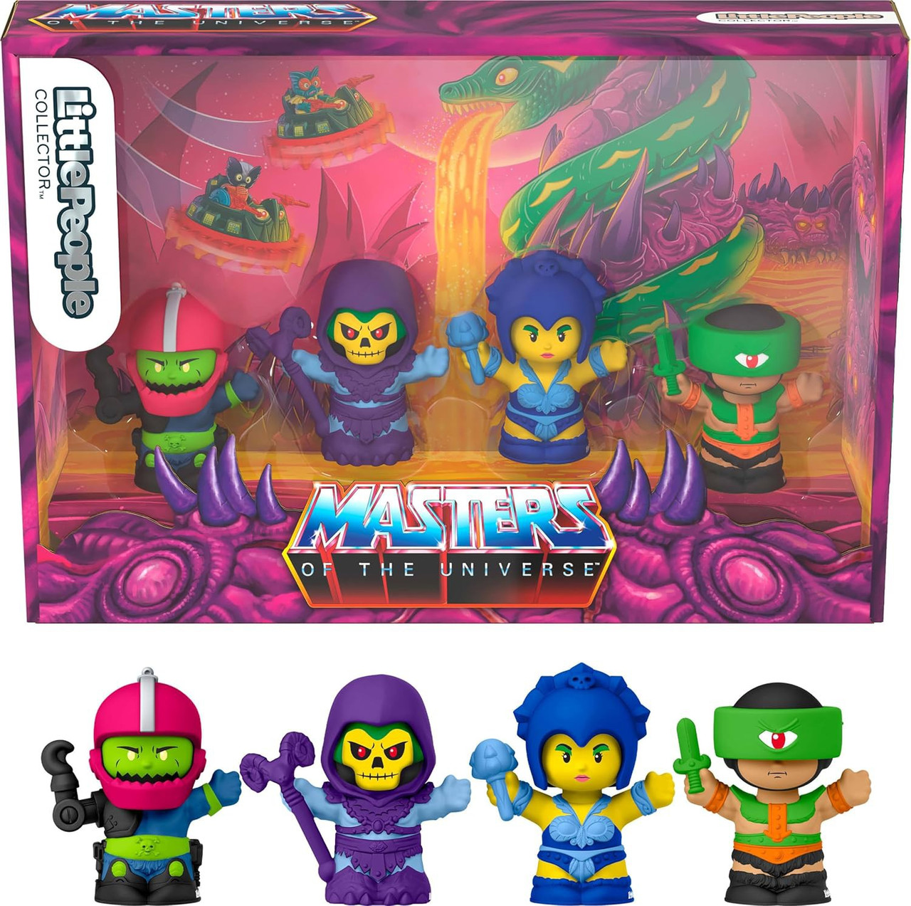 Fisher Price Little People Masters of the Universe Collector Series Skeletor, Evil-Lyn, Trap Jaw & Tri-Klops 2.5-Inch Figure 4-Pack、ToyWiz、kayou