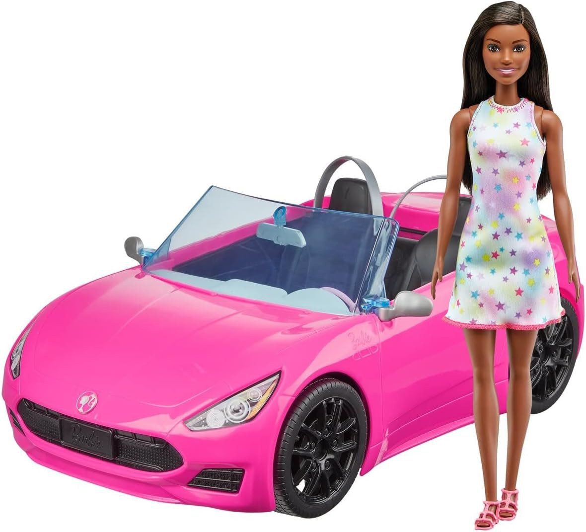 Barbie with Convertible 13.25-Inch Doll & Vehicle Brunette、ToyWiz、kayou