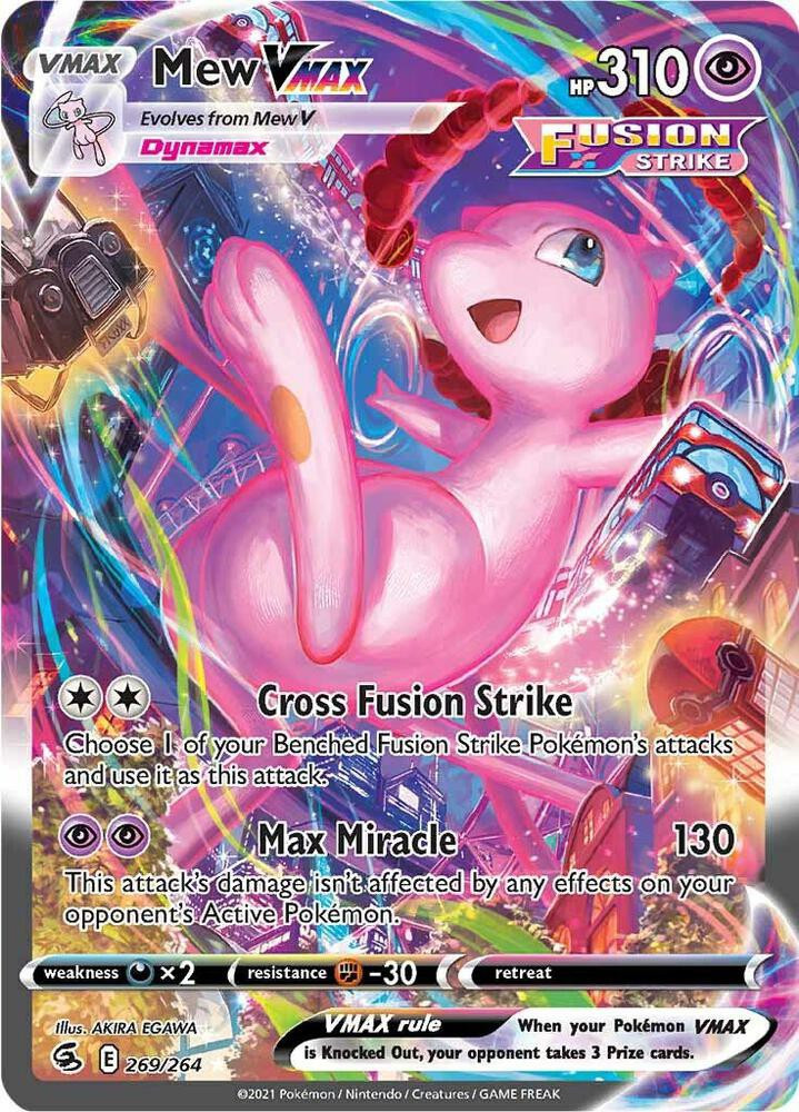 Pokemon Trading Card Game Sword & Shield Fusion Strike Secret Rare Mew VMAX #269 Alternate Art Damage Damage、ToyWiz、kayou