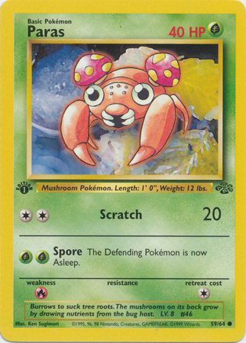 Pokemon Jungle Common Paras #59 1st Edition Moderately Played、ToyWiz、kayou