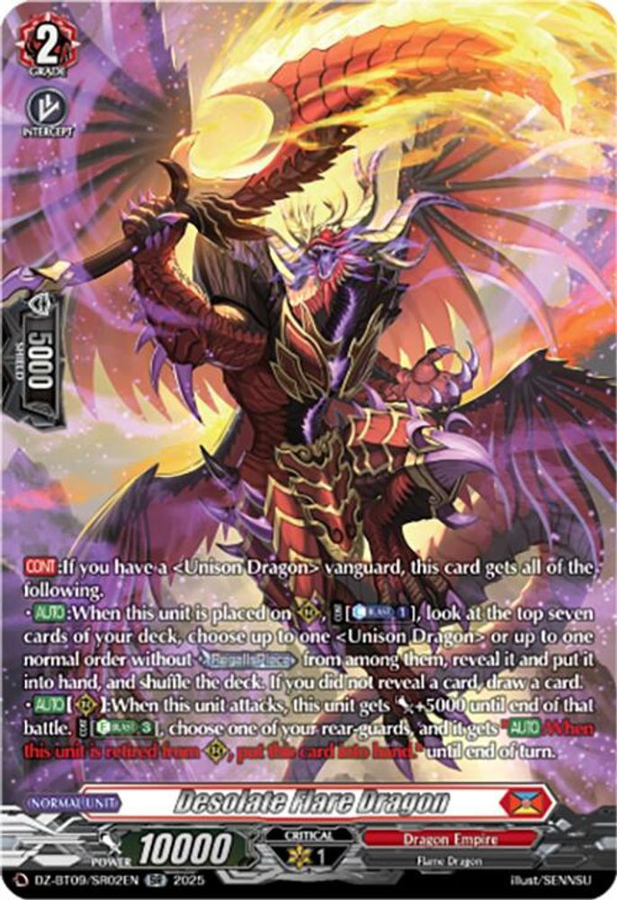Cardfight Vanguard Trading Card Game Super Brave Detonation Silver Rare Desolate Flare Dragon DZ-BT09/SR02EN、ToyWiz、kayou