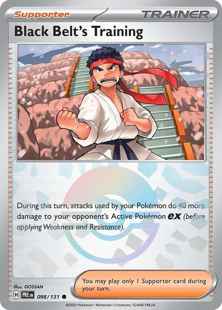 Pokemon Trading Card Game Prismatic Evolutions Poke Ball Pattern Black Belt's Training #98、ToyWiz、kayou