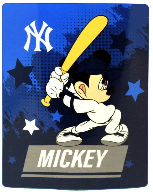 Disney New York Yankees Batter Up Mickey Throw Blanket Yankees、ToyWiz、kayou