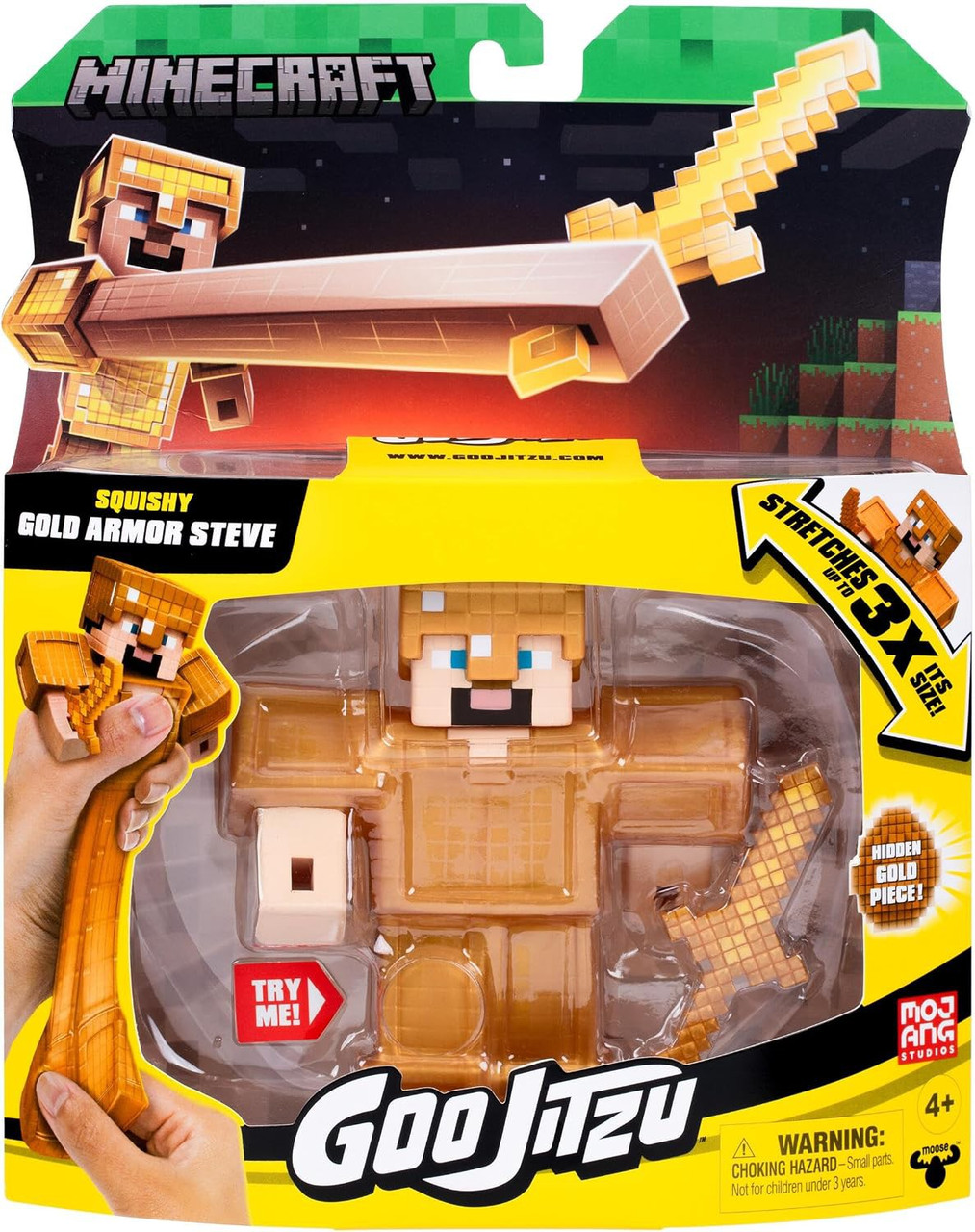 Heroes of Goo Jit Zu Minecraft Squishy Gold Armor Steve 4.5 Action
