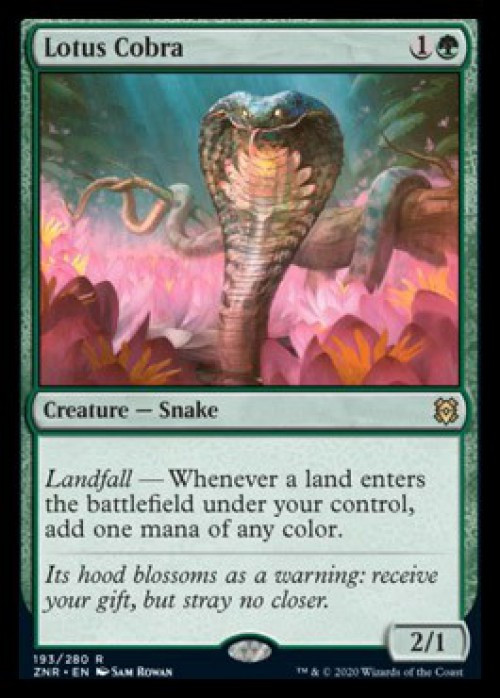 MtG Trading Card Game Zendikar Rising Rare Lotus Cobra #193 Promo Pack、ToyWiz、kayou