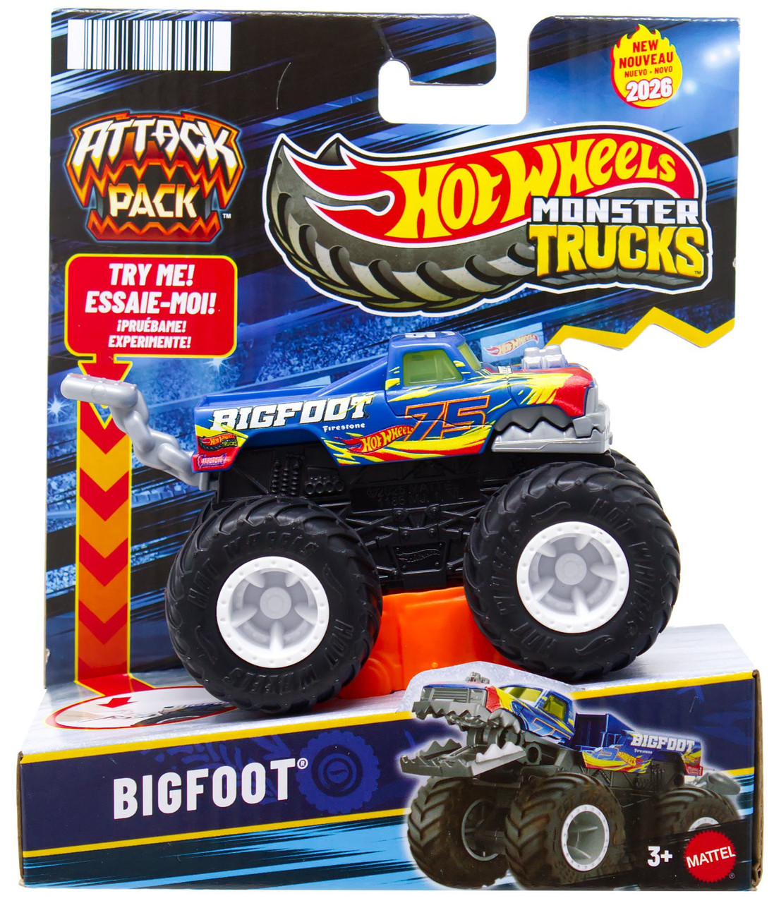Hot Wheels Monster Trucks Attack Pack Bigfoot 164 Vehicle Mattel