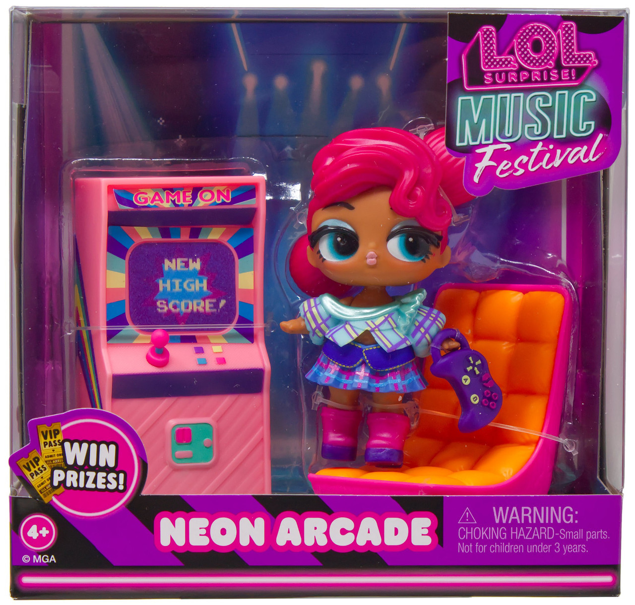 LOL Surprise Music Festival Neon Arcade Mini Playset Hi-Score Q.T.