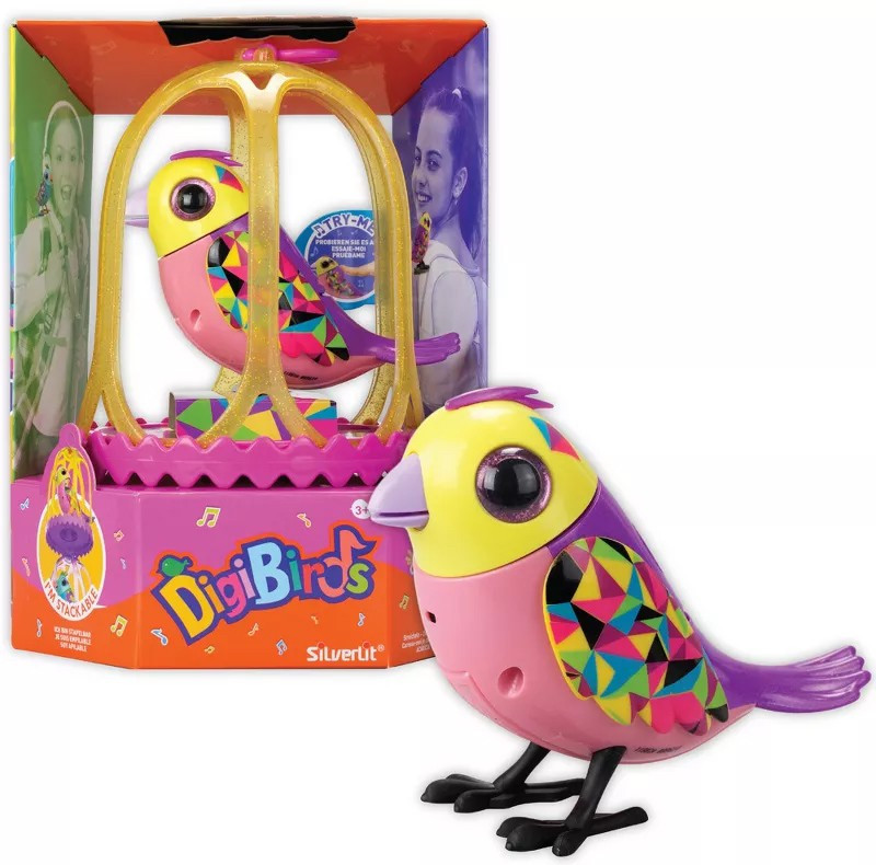 DigiBirds Bird with Cage Purple & Yellow Interactive Figure、ToyWiz、kayou