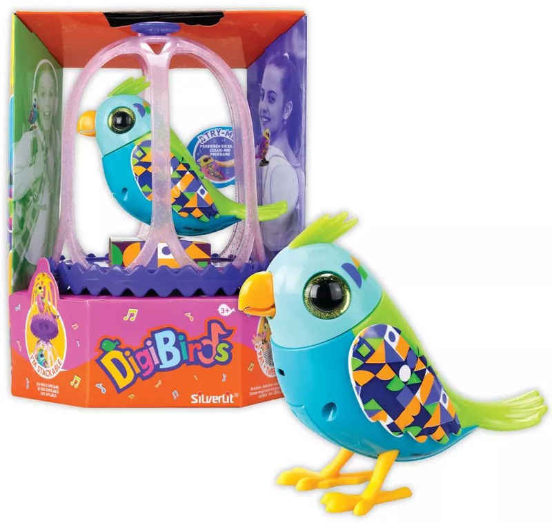 DigiBirds Bird with Cage Blue & Green Interactive Figure、ToyWiz、kayou