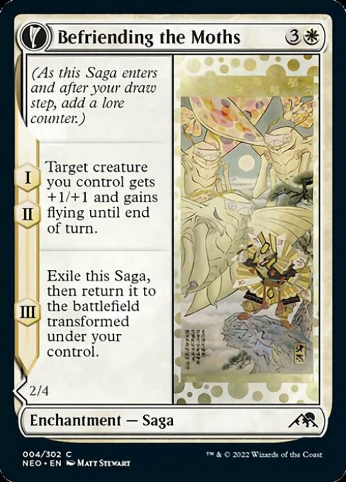 MtG Trading Card Game Kamigawa Neon Dynasty Common FOIL Befriending the Moths // Imperial Moth #4、ToyWiz、kayou
