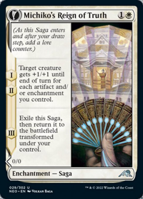 MtG Trading Card Game Kamigawa Neon Dynasty Uncommon FOIL Michiko's Reign of Truth // Portrait of Michiko #29、ToyWiz、kayou