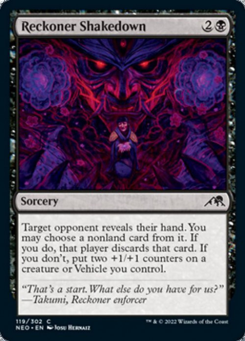 MtG Trading Card Game Kamigawa Neon Dynasty Common FOIL Reckoner Shakedown #119、ToyWiz、kayou
