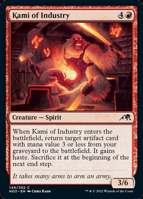 MtG Trading Card Game Kamigawa Neon Dynasty Common FOIL Kami of Industry #149、ToyWiz、kayou