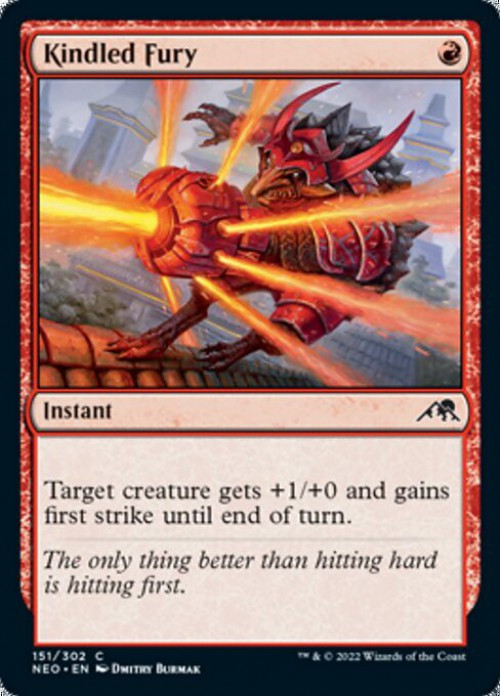 MtG Trading Card Game Kamigawa Neon Dynasty Common FOIL Kindled Fury #151、ToyWiz、kayou