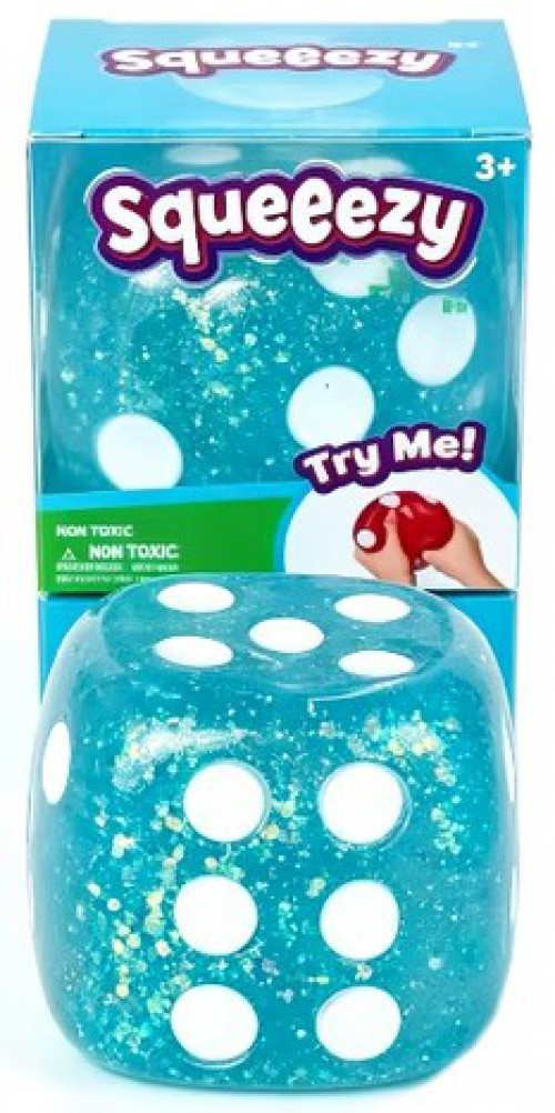 Squeeezy Jumbo Glitter Dice BLUE 4-Inch Squeeze Toy、ToyWiz、kayou