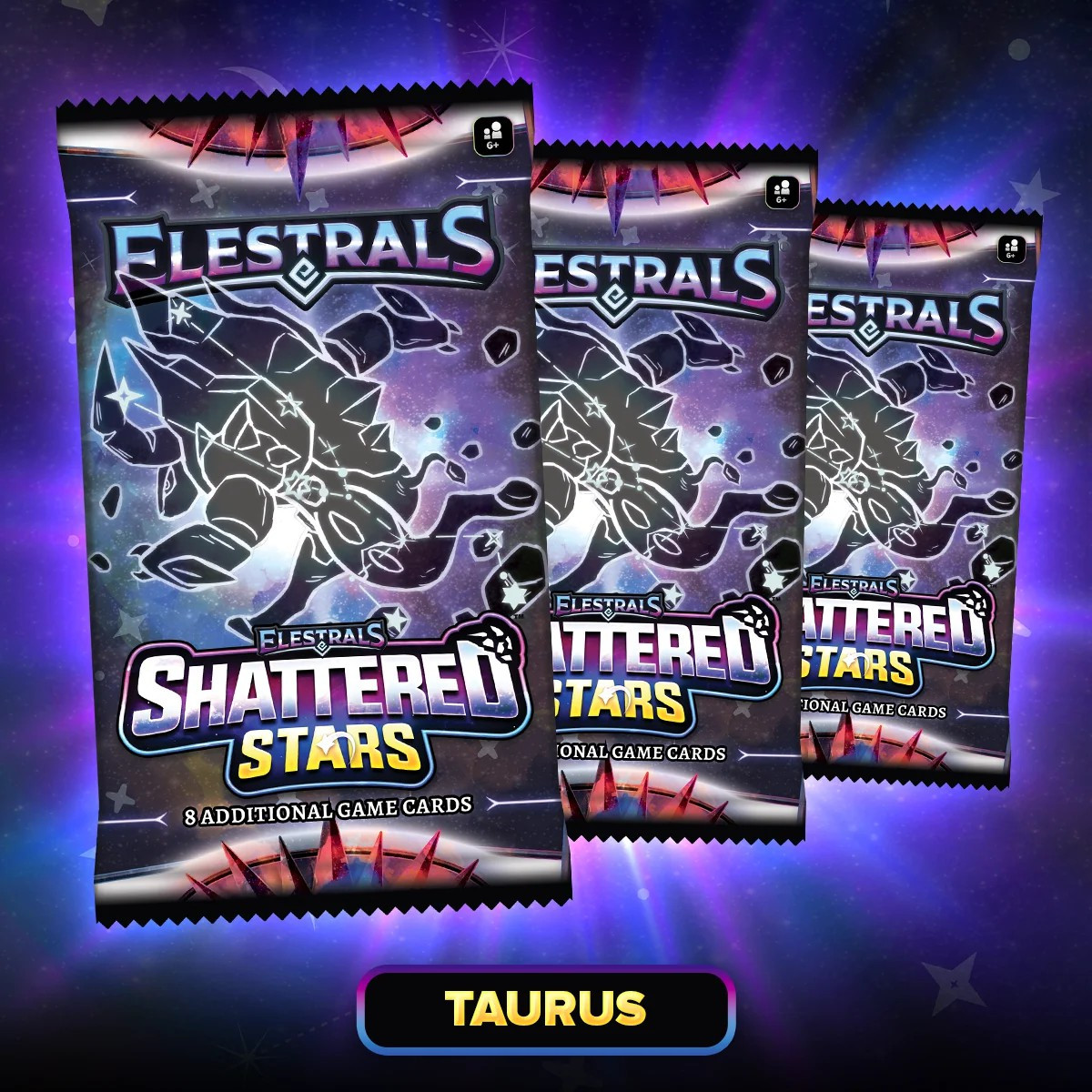Elestrals Trading Card Game Shattered Stars Taurus Booster 3-Pack Bundle、ToyWiz、kayou