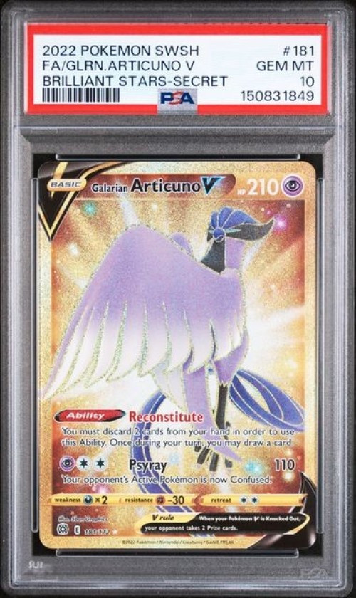 Nintendo Pokemon Brilliant Stars Secret Rare Galarian Articuno V #181 PSA 10、ToyWiz、kayou