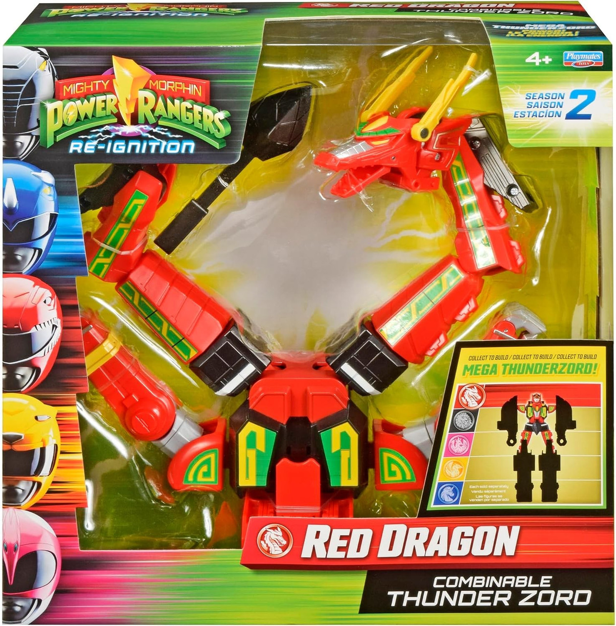 Power Rangers Mighty Morphin Re-Ignition Red Dragon Action Figure Combinable Thunder Zord, Season 2、ToyWiz、kayou