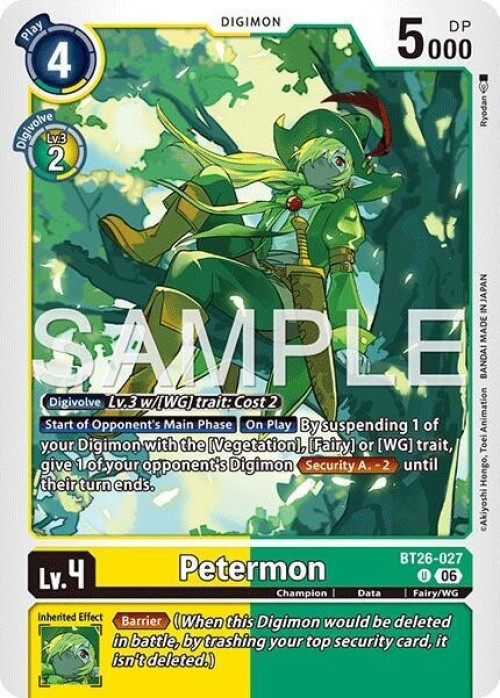 Digimon Trading Card Game Timeless Bonds Uncommon Petermon BT26-027、ToyWiz、kayou