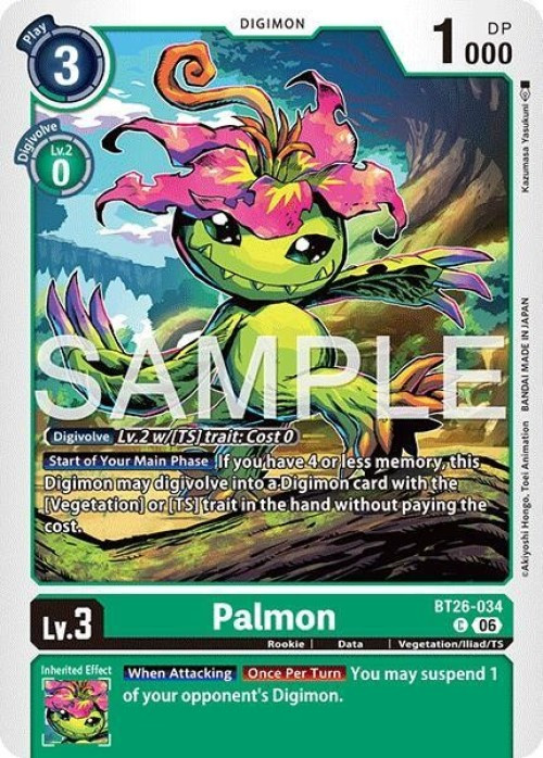 Digimon Trading Card Game Timeless Bonds Common Palmon BT26-034、ToyWiz、kayou