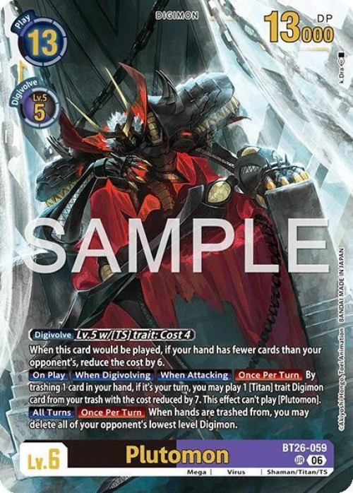 Digimon Trading Card Game Timeless Bonds Ultimate Rare Plutomon BT26-059、ToyWiz、kayou