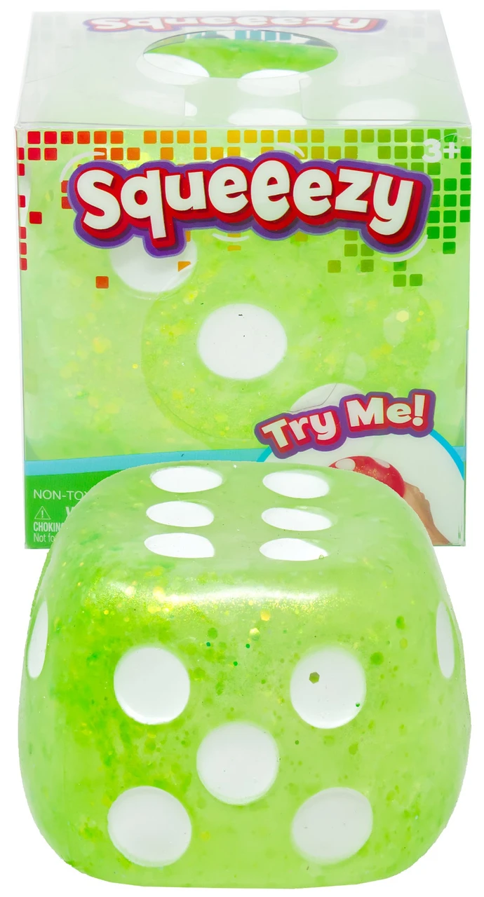 Squeeezy Jumbo Glitter Dice GREEN 4-Inch Squeeze Toy、ToyWiz、kayou