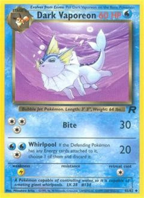 Pokemon Team Rocket Uncommon Dark Vaporeon #45 Heavily Played、ToyWiz、kayou