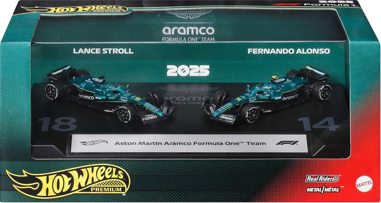 Hot Wheels Premium Formula 1 Team Aston Martin Aramco 2025 Die Cast Car 2-Pack Set、ToyWiz、kayou