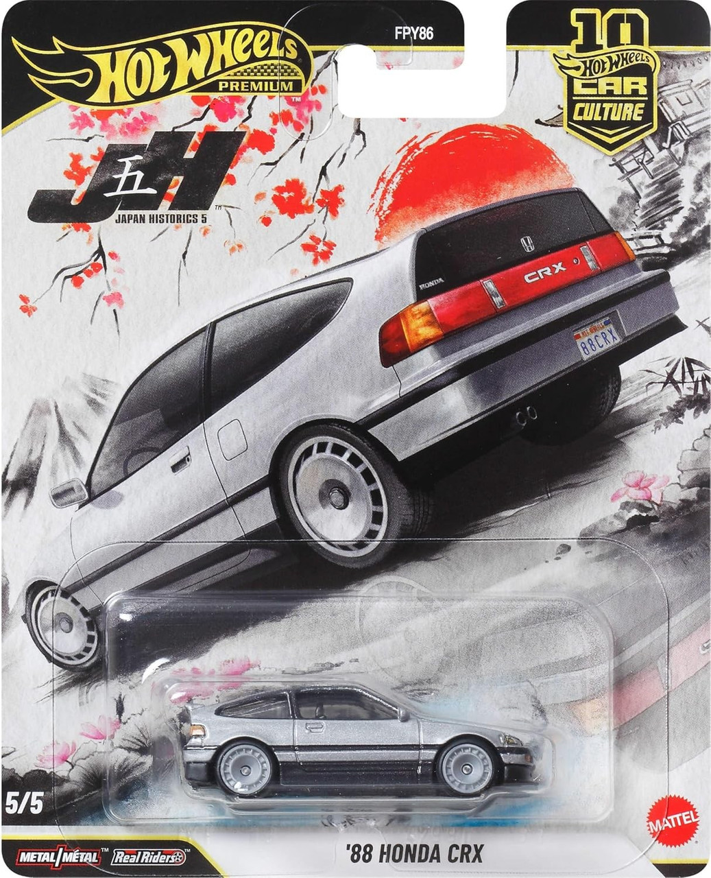 Hot Wheels Premium Car Culture Japan Historics 5 '88 Honda CRX Die Cast Car、ToyWiz、kayou