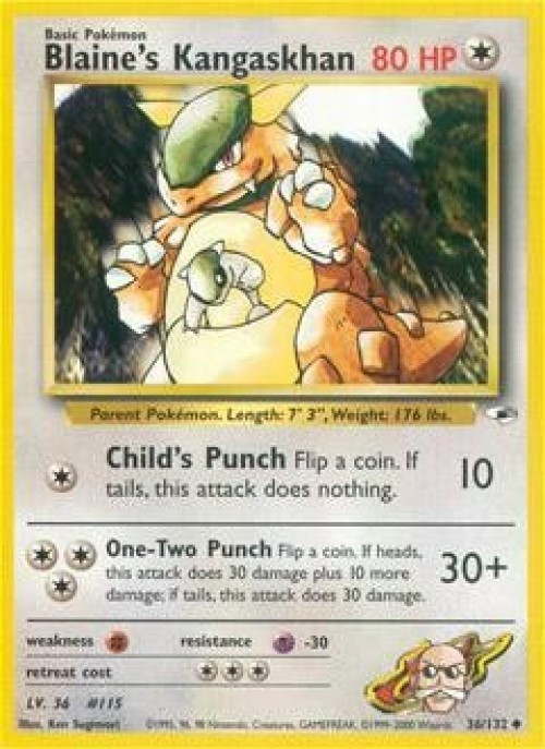 Pokemon Trading Card Game Gym Heroes Uncommon Blaine's Kangaskhan #36 Damaged、ToyWiz、kayou