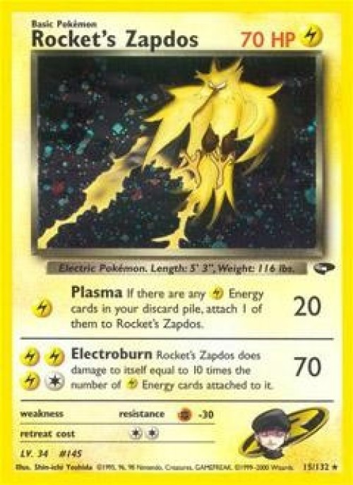 Pokemon Gym Challenge Holo Rare Rocket's Zapdos #15 1st Edition Damaged、ToyWiz、kayou