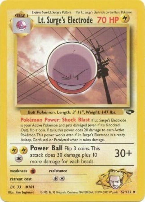 Pokemon Gym Challenge Uncommon Lt. Surge's Electrode #52 1st Edition、ToyWiz、kayou