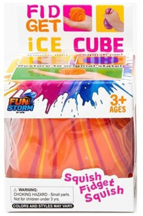 Fun Storm Fidget Ice Cube ORANGE Marble 2.4-Inch Squeeze Toy、ToyWiz、kayou