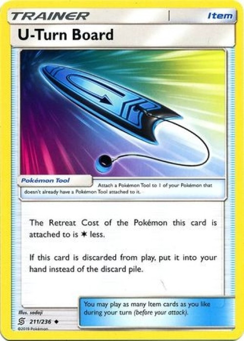 Pokemon Trading Card Game Sun & Moon Unified Minds Uncommon U-Turn Board #211 Reverse Holo Lightly Played、ToyWiz、kayou