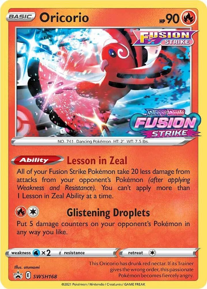 Pokemon Trading Card Game Sword & Shield Promo Oricorio SWSH168 Fusion Strike Stamp、ToyWiz、kayou