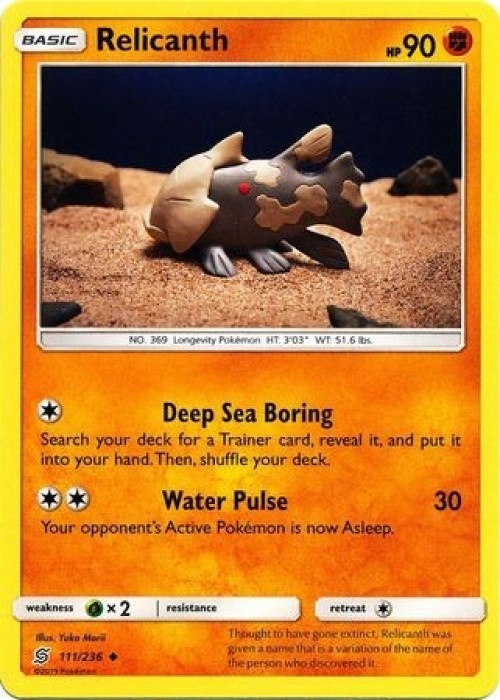 Pokemon Trading Card Game Sun & Moon Unified Minds Uncommon Relicanth #111 Reverse Holo、ToyWiz、kayou