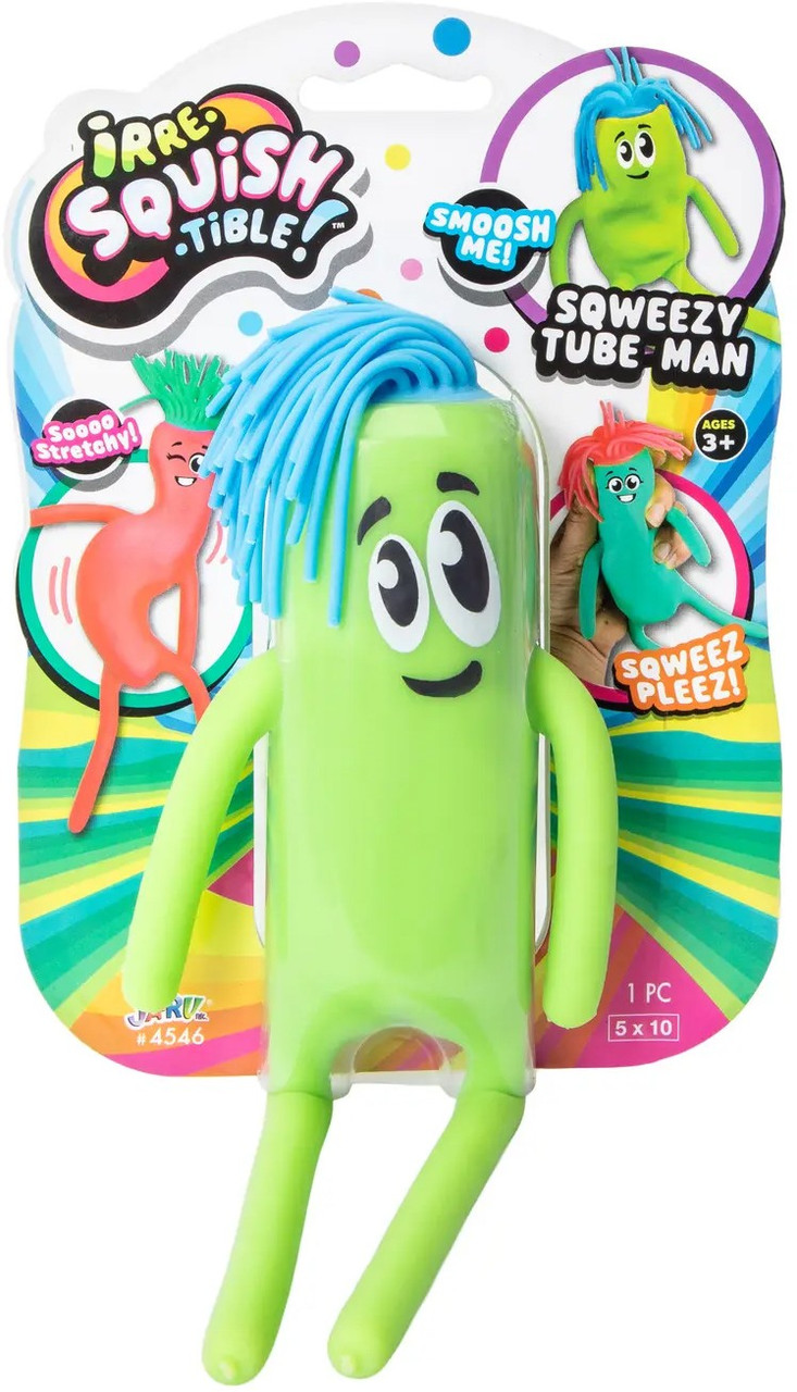 Irre-Squish-Tible! Sqweezy Tube Man GREEN & BLUE Squishy Toy、ToyWiz、kayou