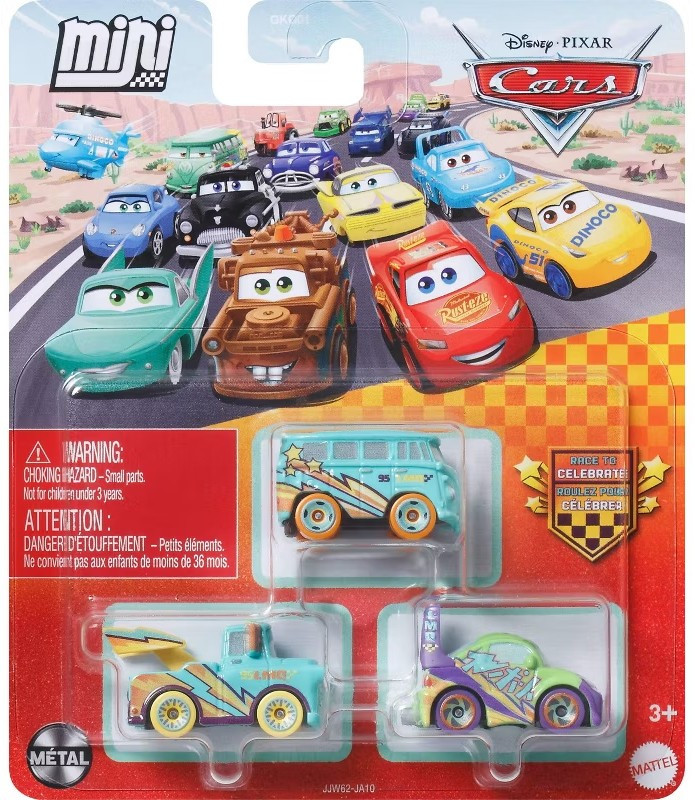 Disney / Pixar Cars Race to Celebrate Die Cast Metal Mini Racers Fillmore, Mater & Wingo Car 3-Pack、ToyWiz、kayou