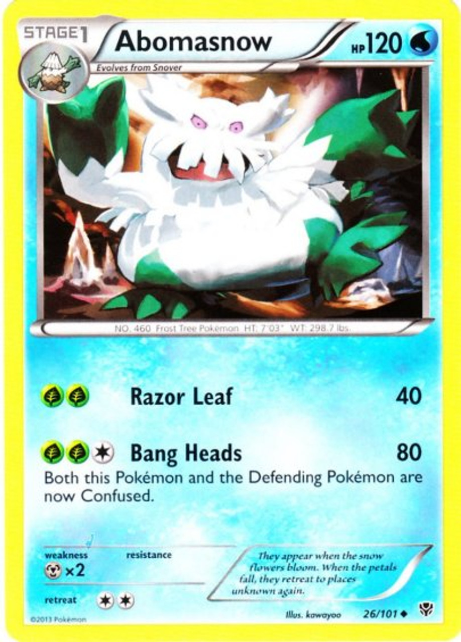 Pokemon Black White Plasma Blast Single Card Uncommon Abomasnow 26 Toywiz - pokemon roblox 298