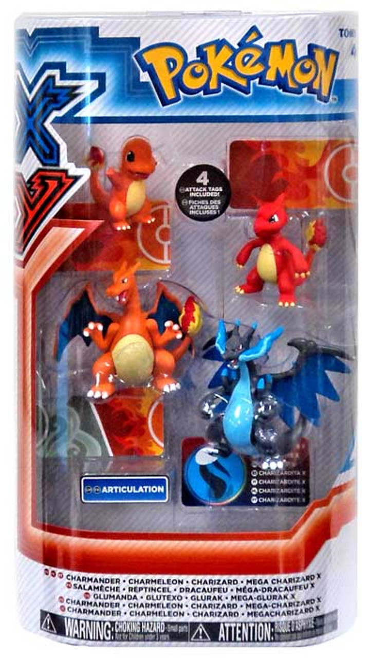 Pokemon Xy Charmander Charmeleon Charizard Mega Charizard X Mini Figure 4 Pack