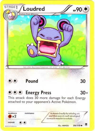 Pokemon X Y Phantom Forces Single Card Uncommon Loudred 84 - ToyWiz