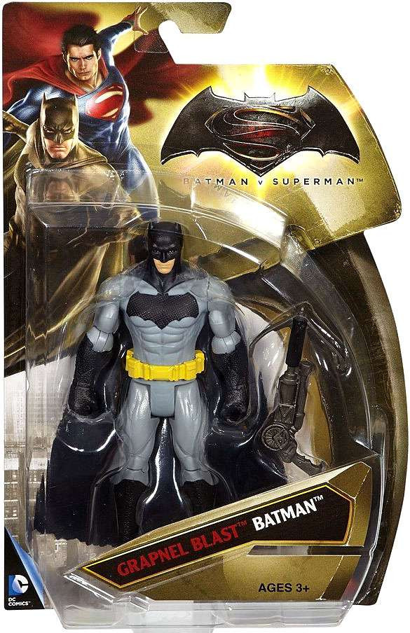DC Batman v Superman Dawn of Justice Grapnel Blast Batman 6 Action Figure Gray Black Mattel Toys