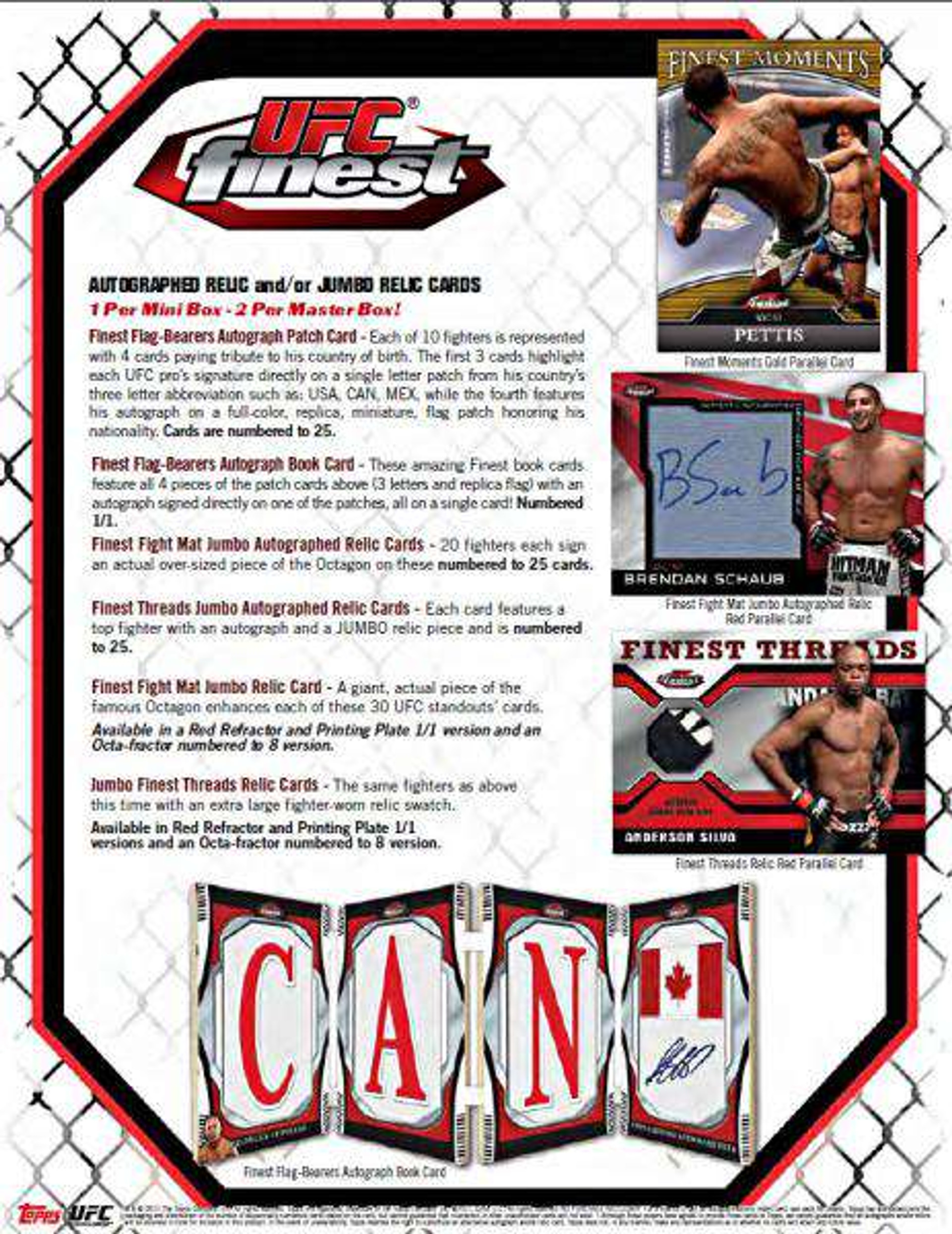 UFC Ultimate Fighting Championship 2011 Finest Trading Card HOBBY Box