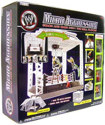 WWE Wrestling Micro Aggression Crash Bash 2 in 1 Cell Ring Playset ...