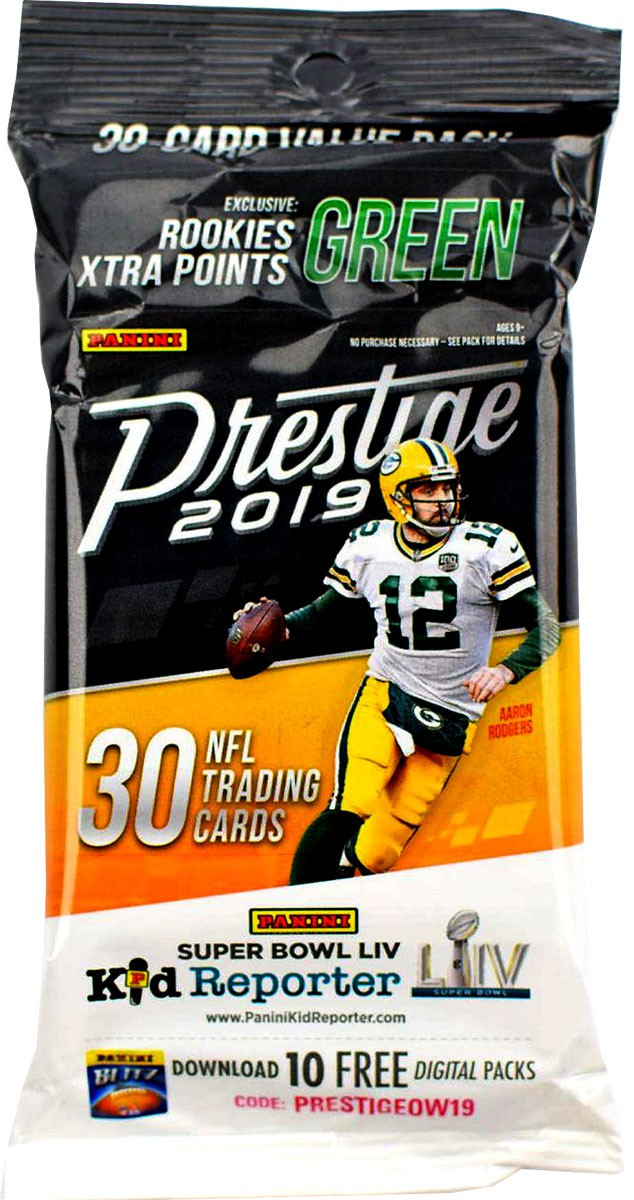 NFL Panini 2019 Prestige Football Trading Card VALUE Pack 30 Cards ToyWiz